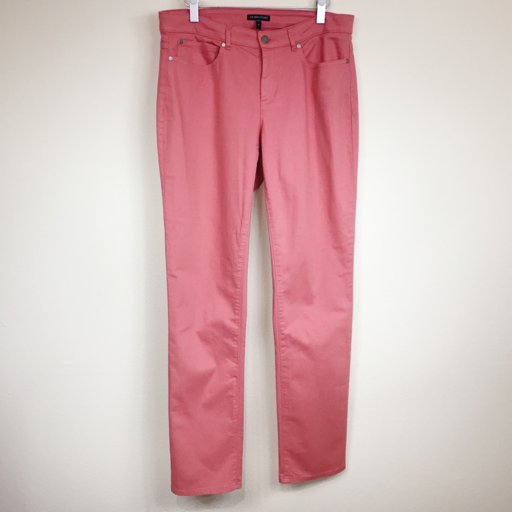 👖 Eileen Fisher Peach Salmon Straight Leg Pants 8
